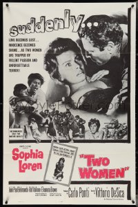 4f1014 TWO WOMEN 1sh 1961 Sophia Loren, Vittorio De Sica, suddenly love becomes lust!