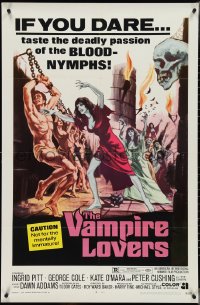4f1017 VAMPIRE LOVERS 1sh 1970 Hammer, taste the deadly passion of the blood-nymphs if you dare!