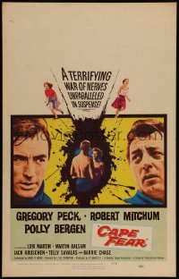 4f0040 CAPE FEAR WC 1962 Gregory Peck, Robert Mitchum, Polly Bergen, classic film noir!