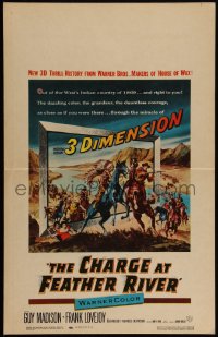 4f0042 CHARGE AT FEATHER RIVER 3D WC 1953 great 3-D art of Guy Madison fighting Native Americans!