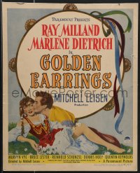 4f0053 GOLDEN EARRINGS WC 1947 art of Ray Milland kissing gypsy Marlene Dietrich, ultra rare!