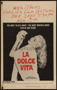 4f0060 LA DOLCE VITA WC 1961 Federico Fellini classic, c/u of sexy Anita Ekberg with kitten, rare!