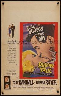4f0076 PILLOW TALK WC 1959 bachelor Rock Hudson loves pretty career girl Doris Day, great kiss c/u!