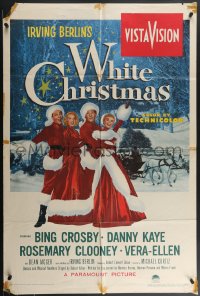 4f1027 WHITE CHRISTMAS 1sh 1954 Bing Crosby, Danny Kaye, Clooney, Vera-Ellen, holiday music classic!