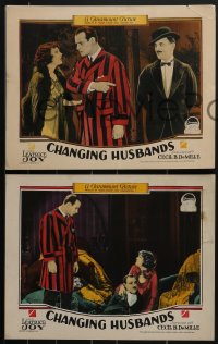 4f0653 CHANGING HUSBANDS 3 LCs 1925 Joy in a dual role, supervised by Cecil B. DeMille, ultra rare!