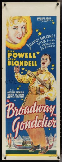 4g0002 BROADWAY GONDOLIER long Aust daybill 1935 romantic Dempsey art of Powell & Blondell, rare!