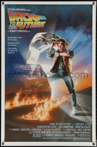 4g0793 BACK TO THE FUTURE studio style 1sh 1985 art of Michael J. Fox & Delorean by Drew Struzan!