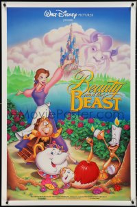 4g0802 BEAUTY & THE BEAST DS 1sh 1991 Walt Disney cartoon classic, art of cast by John Hom!
