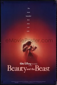 4g0803 BEAUTY & THE BEAST DS 1sh 1991 Disney cartoon classic, romantic dancing art by John Alvin!
