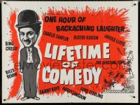 4g0130 LIFETIME OF COMEDY British quad 1960s great full-length artwork of comedian Charlie Chaplin!