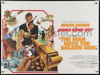 4g0131 MAN WITH THE GOLDEN GUN British quad 1974 Robert McGinnis art of Roger Moore as James Bond!