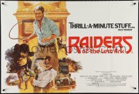 4g0136 RAIDERS OF THE LOST ARK 27x40 British quad 1981 Bysouth art of adventurer Harrison Ford!