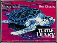 4g0141 TURTLE DIARY British quad 1985 fantastic art of sea turtle on the beach by Andy Warhol!