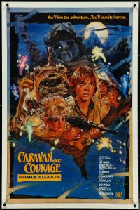 4g0826 CARAVAN OF COURAGE style B int'l 1sh 1984 An Ewok Adventure, Star Wars, art by Drew Struzan!