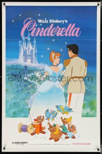 4g0832 CINDERELLA 1sh R1981 Walt Disney classic romantic cartoon, image of prince & mice!