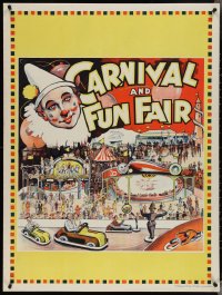 4g0147 MAMMOTH CIRCUS: CARNIVAL & FUN FAIR 30x40 English circus poster 1930s cool art of fun rides!