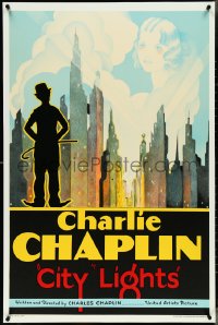 4g0239 CITY LIGHTS S2 poster 2001 Charlie Chaplin overlooking New York skyline!