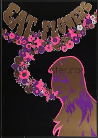 4g0466 EAT FLOWERS 20x29 Dutch commercial poster 1960s psychedelic Slabbers art of woman & flowers!
