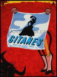 4g0469 GITANES 16x22 French commercial poster 1990s different art of matador and bull by Yoldjoglou!