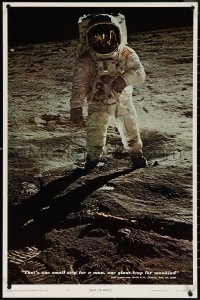 4g0212 MAN ON MOON 23x35 commercial poster 1969 Buzz Aldrin on the lunar surface by Armstrong!