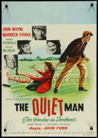 4g0404 QUIET MAN Dutch 1951 great art of John Wayne dragging Maureen O'Hara, John Ford!