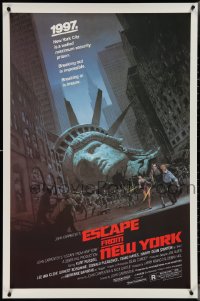 4g0862 ESCAPE FROM NEW YORK studio style 1sh 1981 Carpenter, Jackson art of decapitated Lady Liberty!