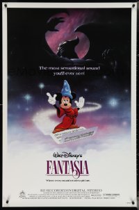 4g0865 FANTASIA 1sh R1985 Mickey from Sorcerer's Apprentice & Chernabog from Night on Bald Mountain!