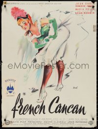 4g0030 FRENCH CANCAN French 24x32 1955 Jean Renoir, art of sexy Moulin Rouge showgirl by Hurel!