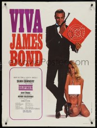 4g0032 GOLDFINGER French 24x32 R1970 art of Sean Connery as James Bond with near-naked woman!