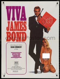 4g0036 THUNDERBALL French 24x32 R1970 art of Sean Connery as secret agent James Bond 007!