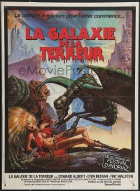 4g0430 GALAXY OF TERROR French 16x22 1981 great sexy Charo fantasy artwork of monster attacking girl