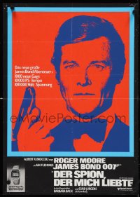 4g0438 SPY WHO LOVED ME German 16x23 1977 Roger Moore as James Bond, Bach, Seiko, blue/red style!