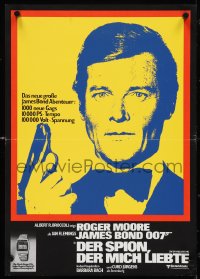 4g0439 SPY WHO LOVED ME German 16x23 1977 Roger Moore as James Bond, Bach, Seiko, yellow style!