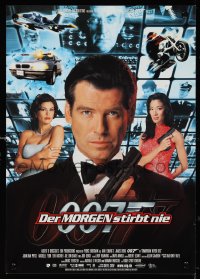 4g0450 TOMORROW NEVER DIES German 12x17 1997 Brosnan as Bond, Michelle Yeoh, sexy Teri Hatcher!