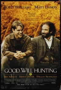 4g0881 GOOD WILL HUNTING 1sh 1997 great image of smiling Matt Damon & Robin Williams!
