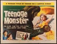 4g0649 TEENAGE MONSTER 1/2sh 1957 great art of wacky beast attacking sexy Anne Gwynne in bed!