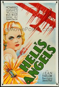 4g0241 HELL'S ANGELS S2 poster 2000 Howard Hughes WWI classic, art of sexy Jean Harlow!