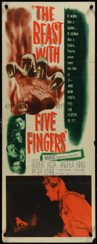 4g0518 BEAST WITH FIVE FINGERS insert 1947 Peter Lorre, your flesh will creep at hand that crawls!