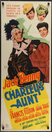 4g0522 CHARLEY'S AUNT insert 1941 art of old lady Jack Benny smoking cigar + Kay Francis!