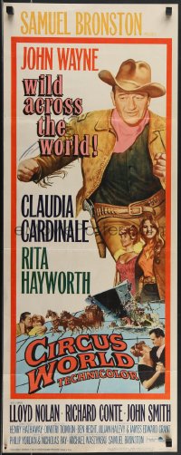 4g0523 CIRCUS WORLD insert 1965 John Wayne, sexiest Claudia Cardinale & Rita Hayworth!