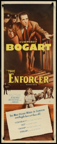4g0527 ENFORCER insert 1951 art of Humphrey Bogart with gun + the most vicious words in crimedom!