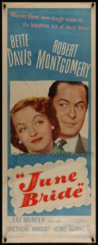 4g0534 JUNE BRIDE insert 1948 Bette Davis & Robert Montgomery in the happiest hit of their lives!