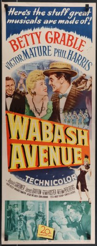 4g0562 WABASH AVENUE insert 1950 artwork of Betty Grable & Victor Mature smiling at each other!