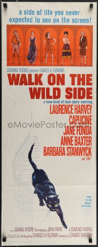 4g0563 WALK ON THE WILD SIDE insert 1962 cool artwork of black cat on stairs & sexy stars on balcony!