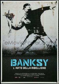 4g0056 BANKSY & THE RISE OF OUTLAW ART Italian 1sh 2020 art of rioter 'throwing' flowers!