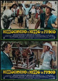 4g0618 BLAZING SADDLES 4 Italian 18x26 pbustas 1975 Mel Brooks western, different & ultra rare!
