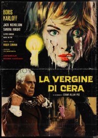 4g0067 TERROR Italian 27x38 pbusta 1964 Boris Karloff & art of dissolving woman, Roger Corman!