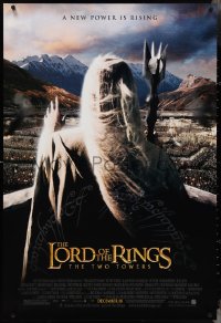 4g0950 LORD OF THE RINGS: THE TWO TOWERS advance DS 1sh 2002 Christopher Lee as Saruman!