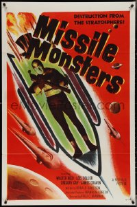 4g0962 MISSILE MONSTERS 1sh 1958 aliens bring destruction from the stratosphere, wacky sci-fi art!