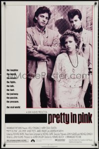 4g0986 PRETTY IN PINK 1sh 1986 great portrait of Molly Ringwald, Andrew McCarthy & Jon Cryer!